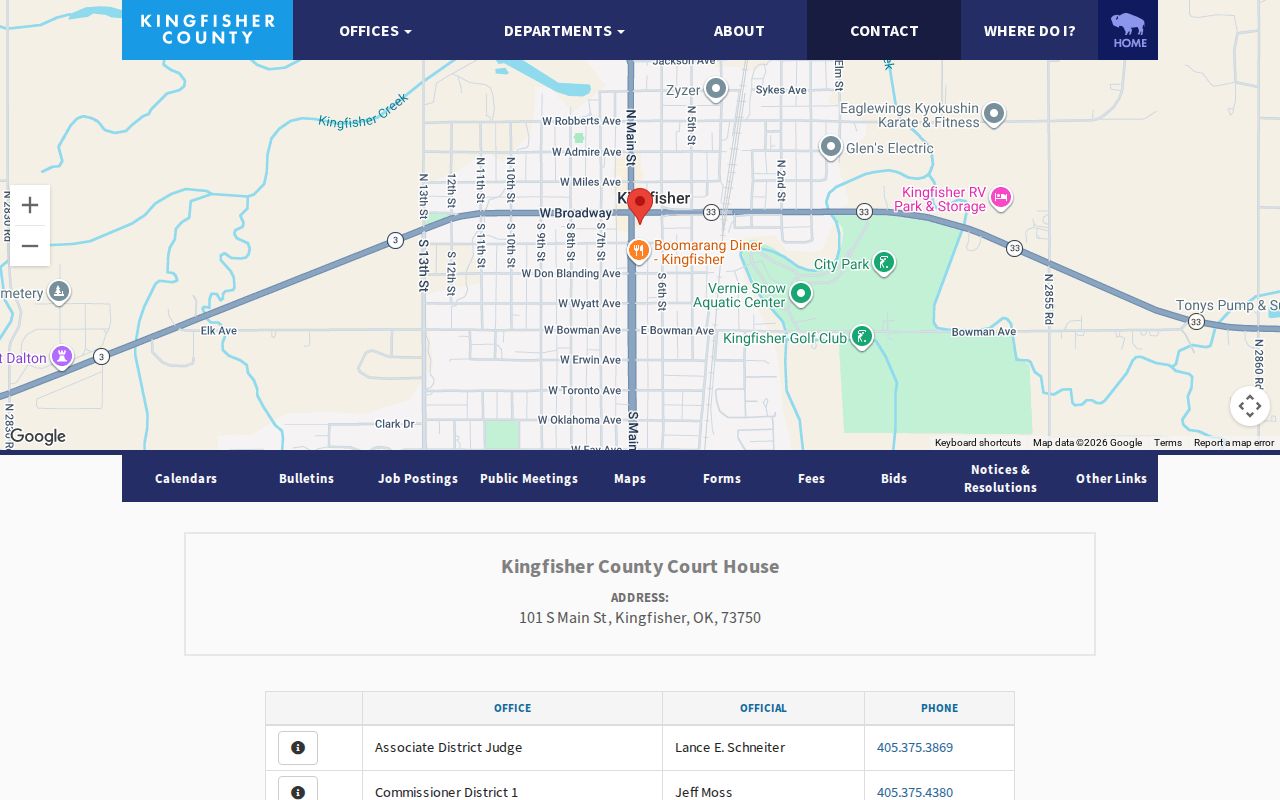 Kingfisher County warrant records courthouse address and official contact routing