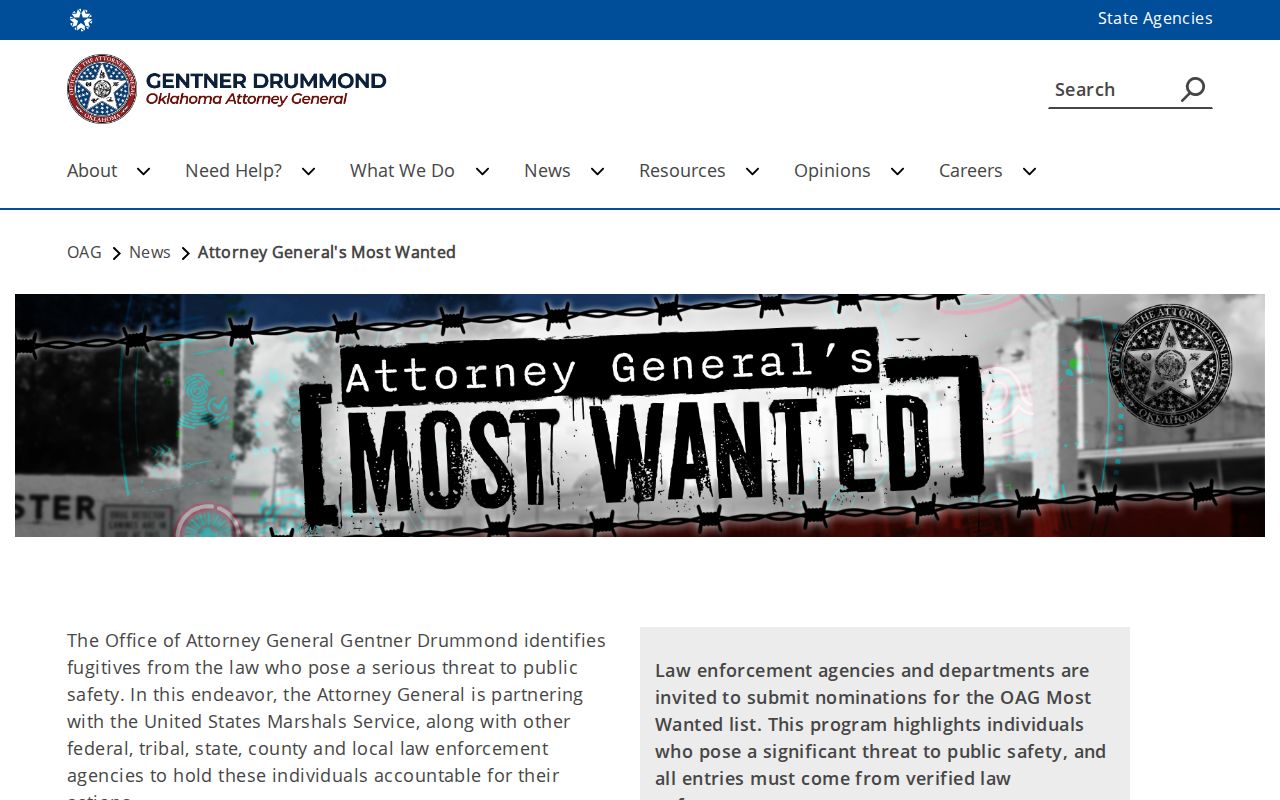 Kingfisher County most wanted program official tip source