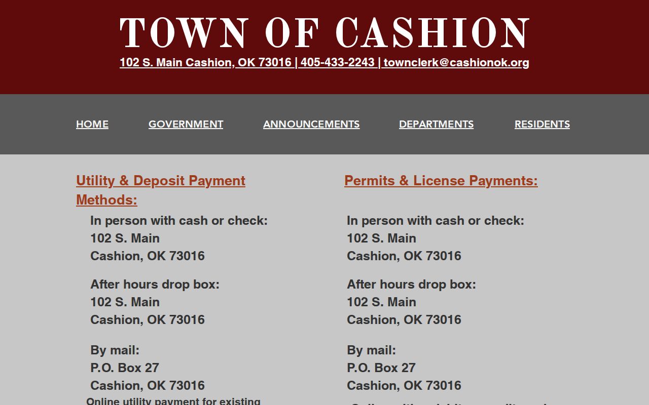 Cashion warrant records cash check and online payment route