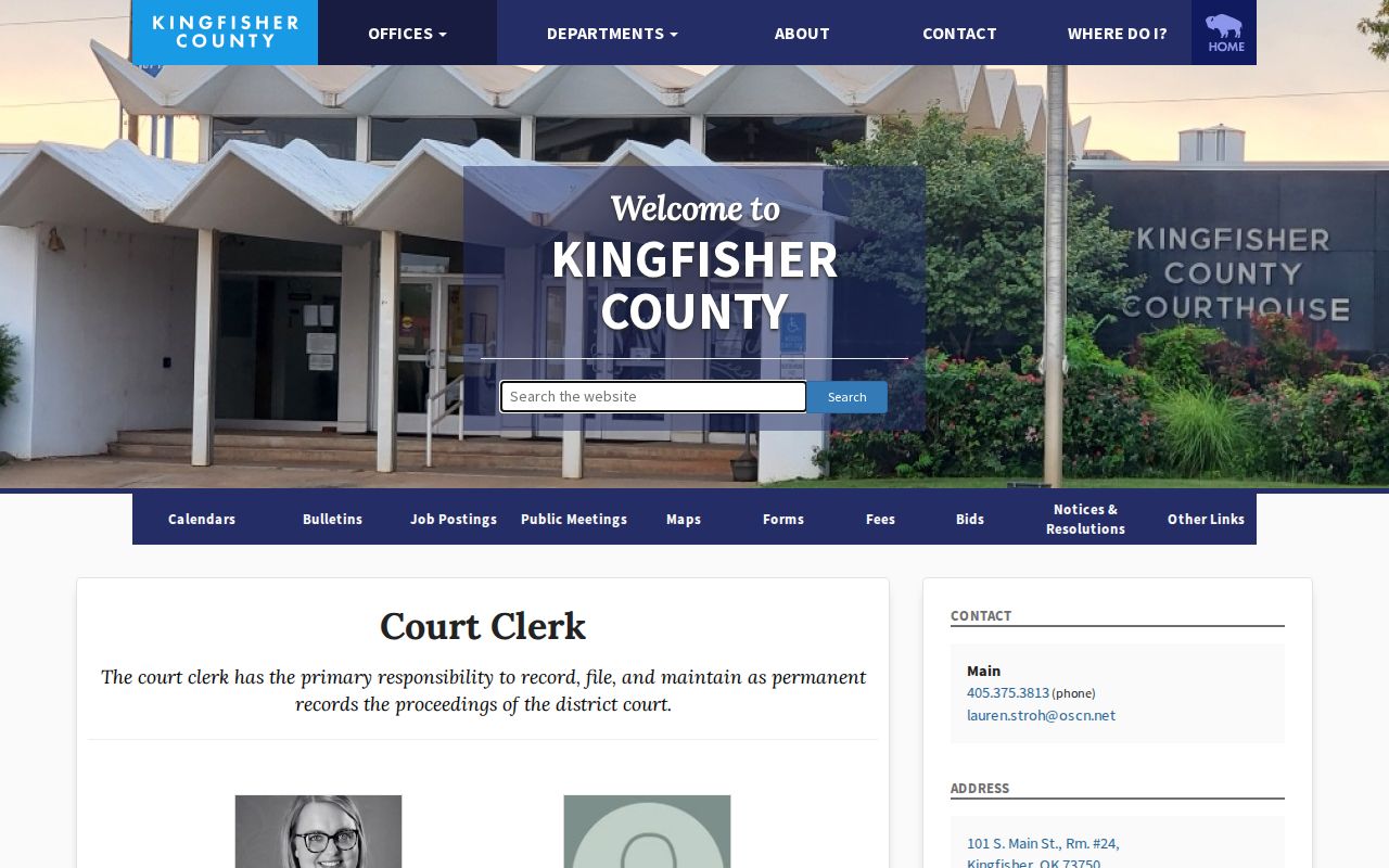 Kingfisher County warrant records and Court Clerk criminal traffic records